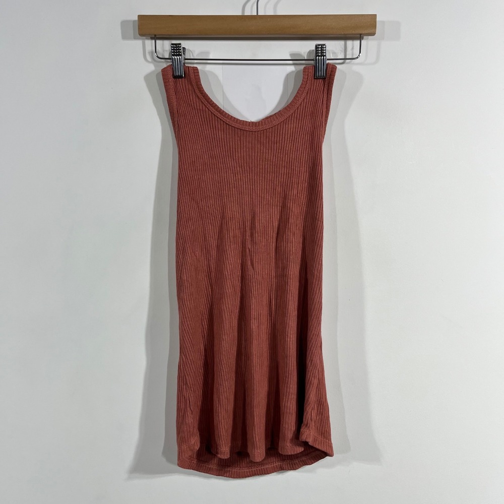 Monrow Y2K Ribbed Halter Festival Boho Hippie Open Back Tank Top Womens Medium